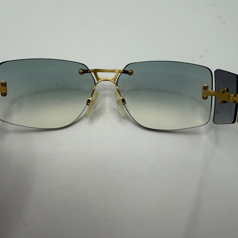 Cazal Mod 926 Rimless Sunglasses Gold Gray Lens Rhinestone Germany Designer - Picture 7 of 12
